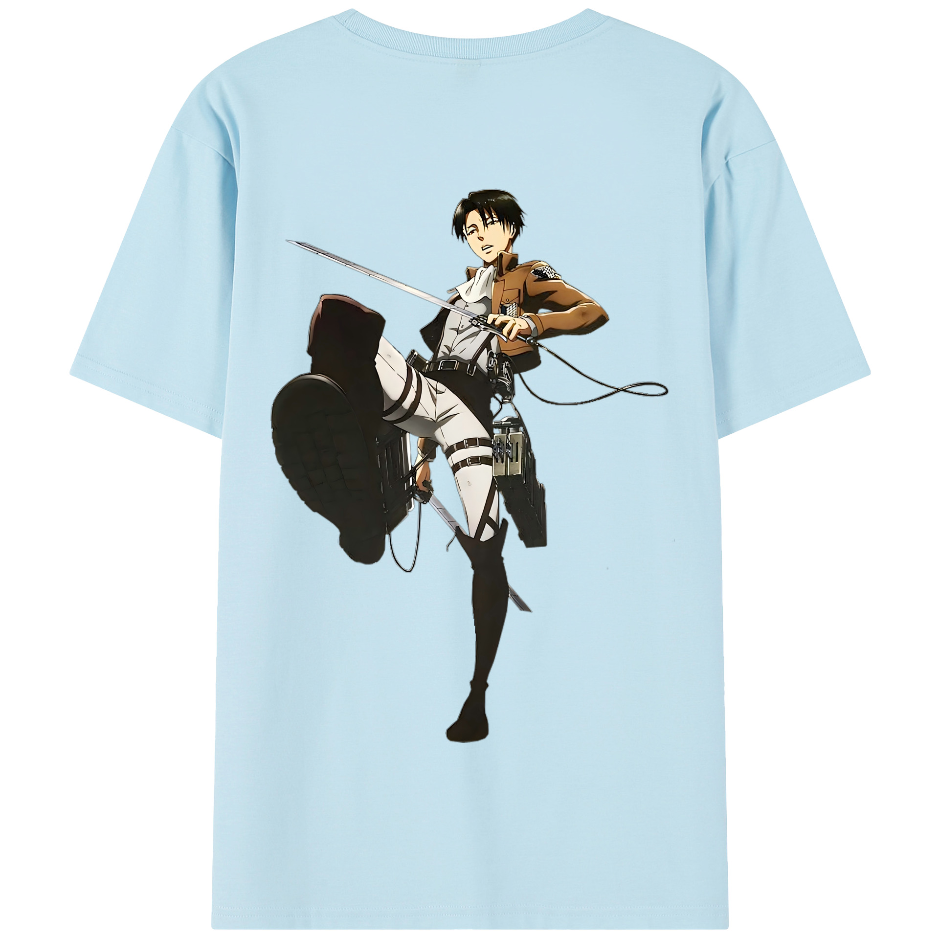 （画像用） 進撃の巨人 リヴァイ·アッカーマン Attack on Titan Levi Ackerman 綿100％半袖Tシャツ（背面プリント）